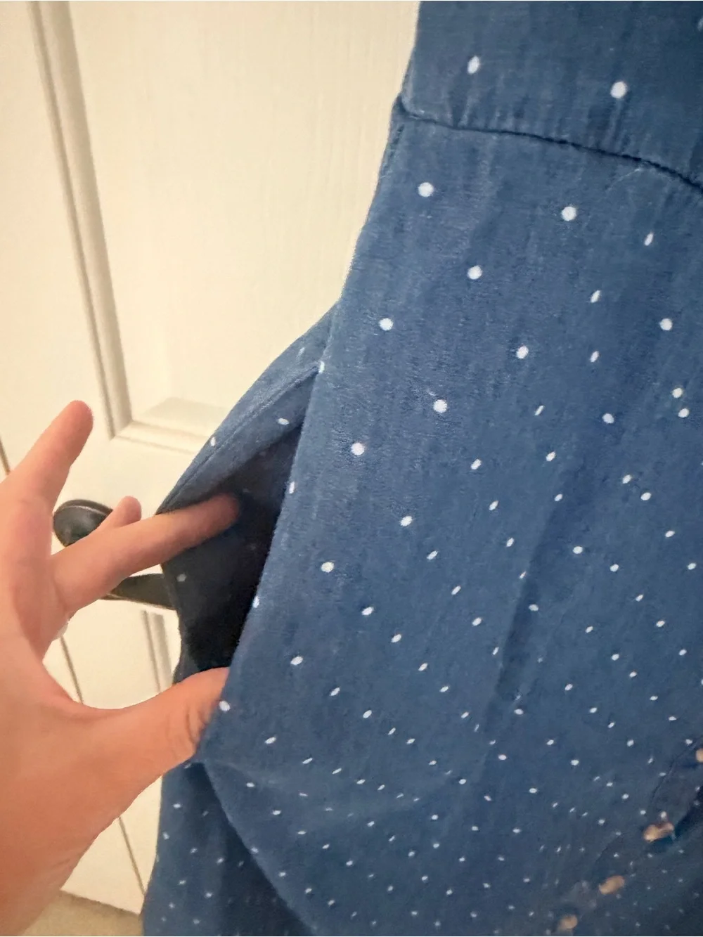 Market & Spruce Blue Polka-Dot Button-Front Midi Dress - Picture 7 of 9